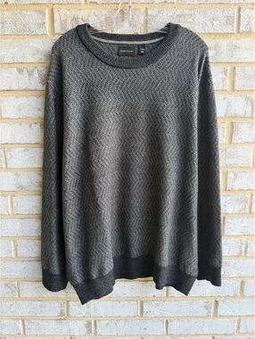 Perry Ellis NWT Crew Neck Gray Tone Herringbone Pattern Sweater Men's Size 2X